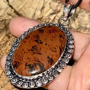 Mountain Mahogany Obsidian Jasper Pendant 2 1/2”